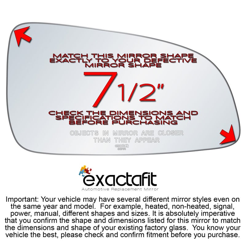 Rugged TUFF Passenger Right Side Mirror Glass For 2008 2009 Saturn Astra Door Rear View Mirrors Non-Heated Convex Lens Replacement exactafit 8271R - Image 2